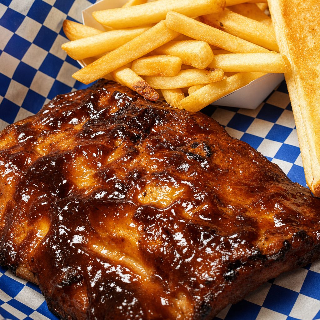 Half Rack of Baby Back Ribs Combo Meal.